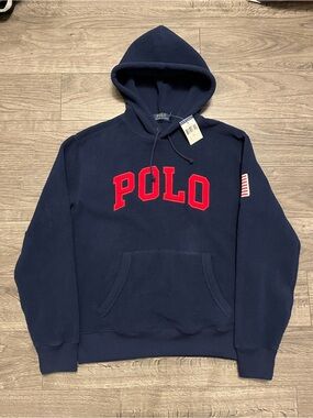 Polo by Ralph Lauren Navy Fleece hoodie Red Logo